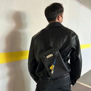 男女通用h家胸包真皮togo头层牛皮单肩斜跨包hac a dos凯莉腰包女