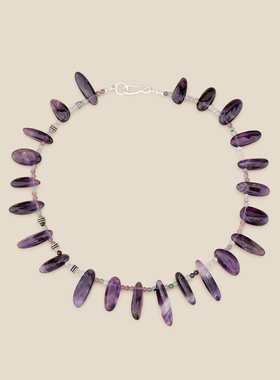 Fanciegarden 静谧紫水晶花瓣原石手工项链