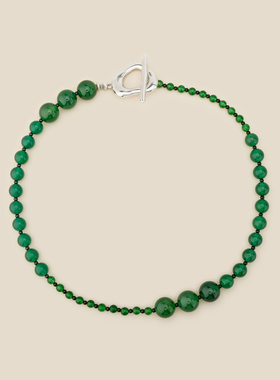 Fanciegarden 错落绿玛瑙圆珠拼接手工项链