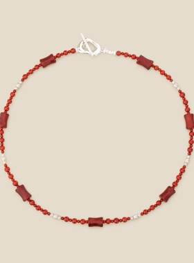 Fanciegarden 朱红手工玛瑙高级气质项链