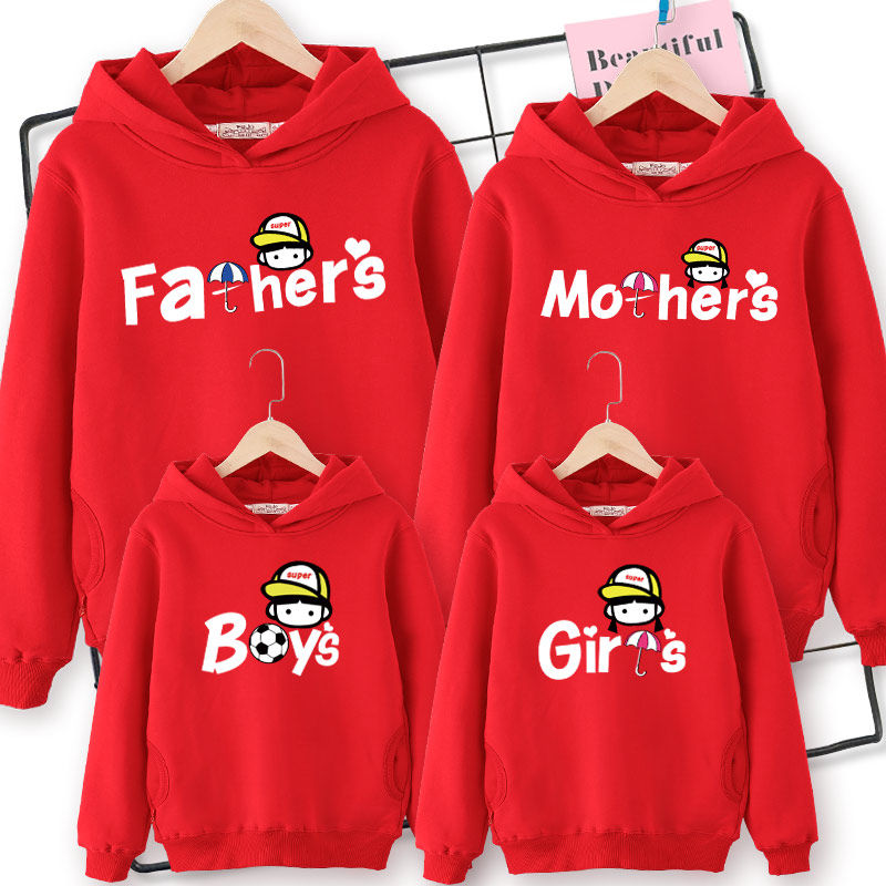 网红亲子装2026新款春装一家四口全家福高端连帽外套母子洋气卫衣