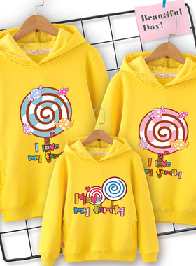 炸街亲子装一家三口秋冬款全家福服装家庭装秋装2025新款加绒卫衣