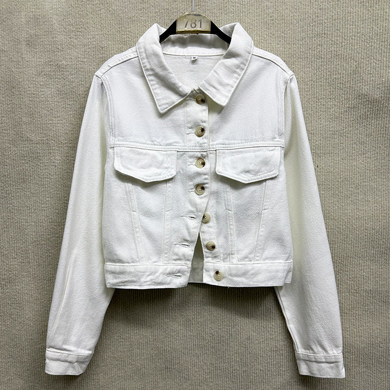 新款女装时尚翻领长袖显瘦百搭修身单排扣牛仔短款外套,女装/女士精品,短外套,淘宝优惠券,粉丝福利购,淘宝优惠卷
