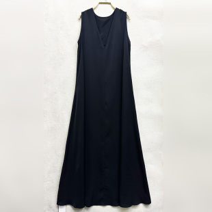 V领宽松套头长款 无袖 A字裙连衣裙 女装 外贸原单170高个子新款