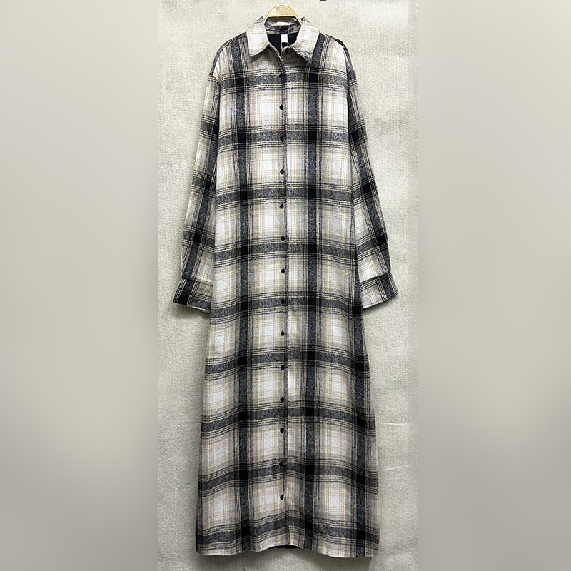 宽松百搭显瘦单排扣格子风衣外套