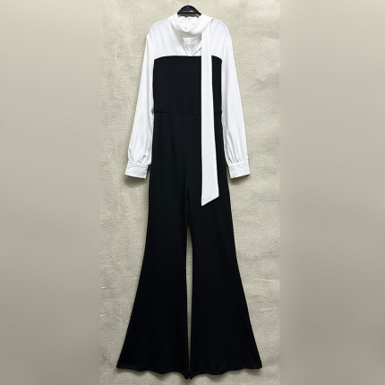 外贸原单175高个子女装新款百搭宽松气质垂感休闲喇叭连体裤