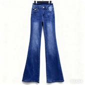 170高个子女装 新款 时尚 外贸原单165 磨白百搭自然腰微喇叭牛仔裤