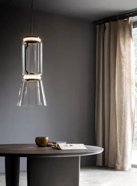 Noctambule现代简约玻璃拼接时光隧道餐厅挑空吊灯别墅艺术装饰灯