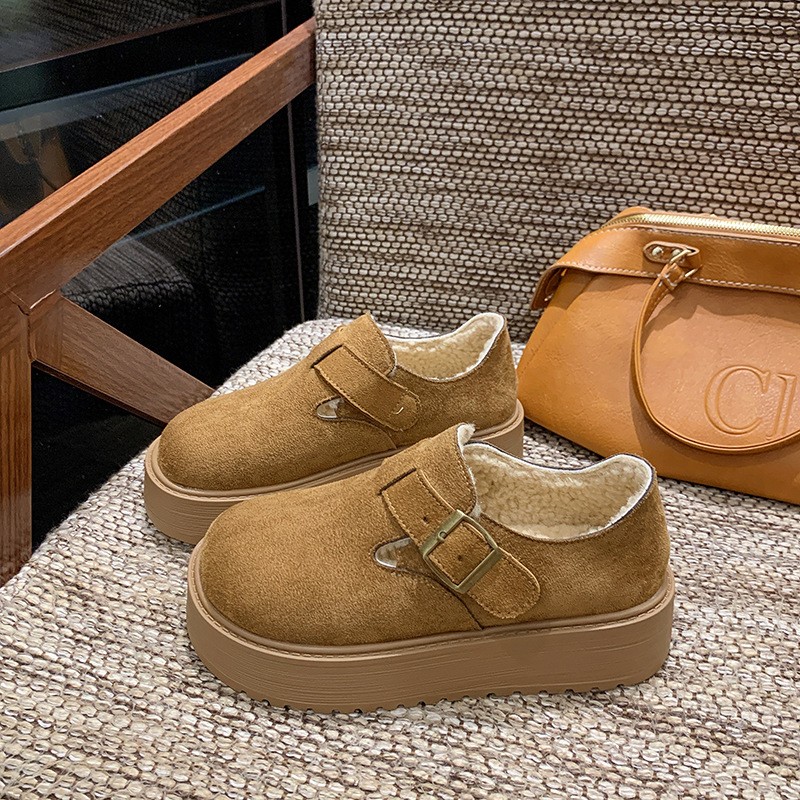 进口勃肯鞋女包跟棉鞋厚底松糕一脚蹬乐福鞋全包博肯鞋平底鞋女时