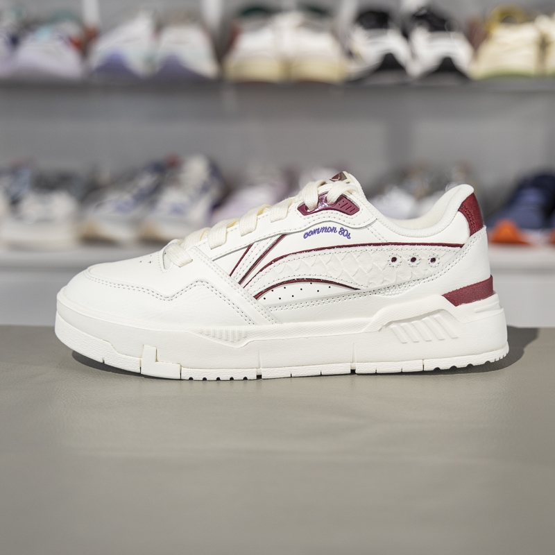 李宁板鞋2025春季新款COMMON 80s女子舒适软弹经典休闲鞋AGCV024