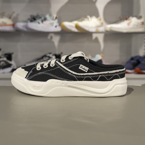 李宁轻帆MULE半拖鞋女子2025夏季透气经典休闲鞋帆布鞋AGCV066