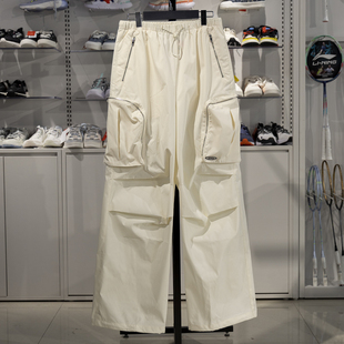 李宁女子休闲裤2023秋季新款时尚潮流宽松直筒运动长裤AKXT788