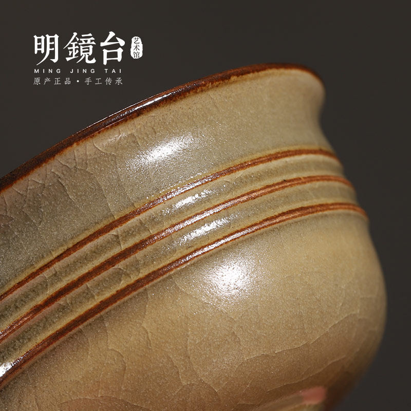 原产地钧瓷主人杯品茗杯功夫杯钧窑名家崔小宁复古黄玄纹手工杯