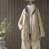 宽松显瘦薄款 200斤大码 立领白鸭绒冬外套 轻薄羽绒服女中长款 反季