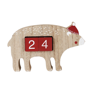 包邮 christmas圣诞节木质北极熊倒计时advent日历装 饰礼品摆件