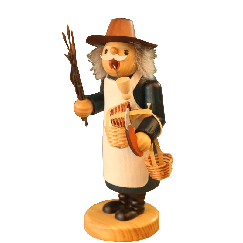 手工车木吹烟娃娃木人偶香薰炉礼品装饰品smoker需搭配塔香h22cm