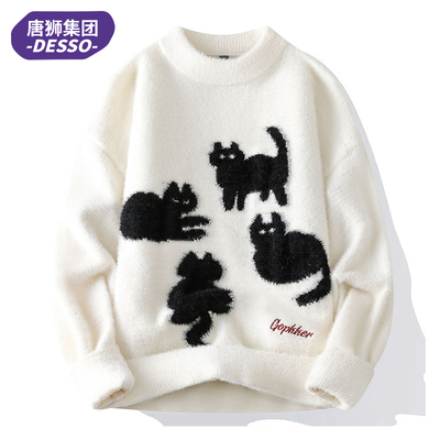 唐狮集团DESSO 男士毛衣2025新款秋冬装圆领针织衫宽松内搭上衣