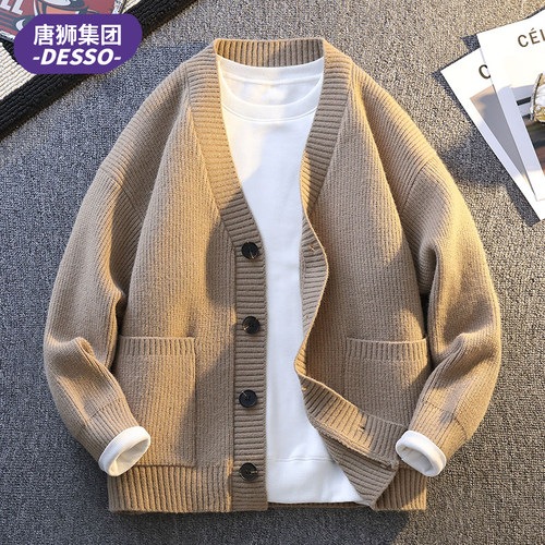 唐狮集团DESSO开衫毛衣美式复古情侣男针织衫ins宽松慵懒风外套