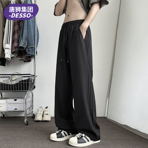 唐狮集团DESSO冰丝男士宽松夏季2026新款ins潮流直筒百搭休闲长裤
