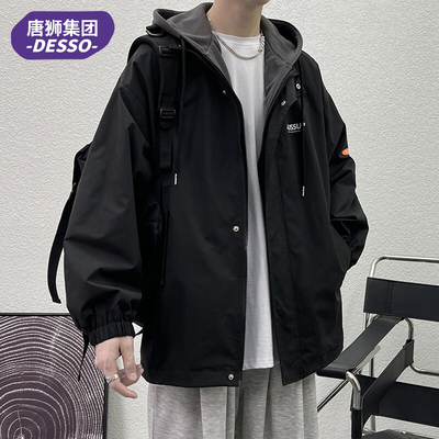 唐狮集团DESSO 男士外套加棉百搭美式春秋2025夹克男生工装痞帅
