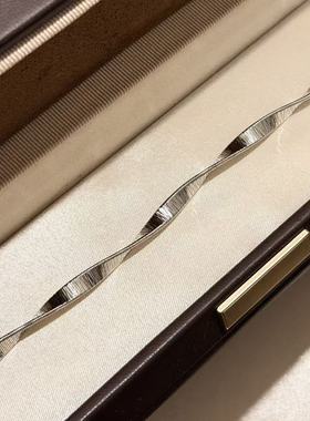 S925纯银 光面拉丝波浪手链轻奢小众设计简约气质复古