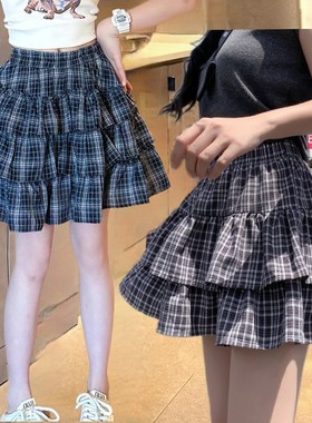 内衬安全裤2026儿童格子短裙蛋糕裙百褶裙女童格子半身裙宝宝裙裤
