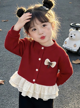 【偏小一码】女童开衫韩版童装2026新款开春红色卫衣儿童宝宝上衣