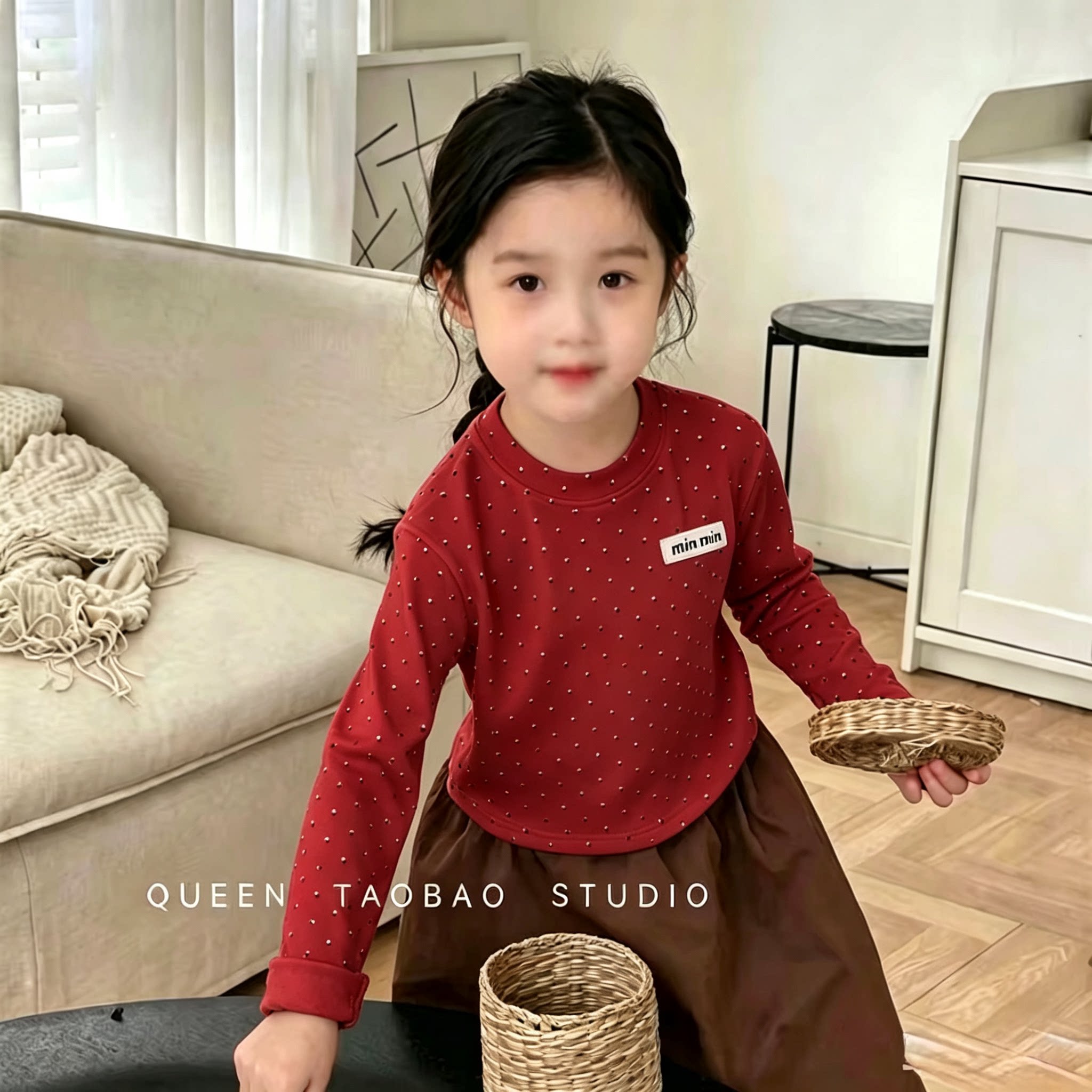 亲子装女童韩版波点长袖T恤2026秋季新款儿童打底衫宝宝上衣女孩t