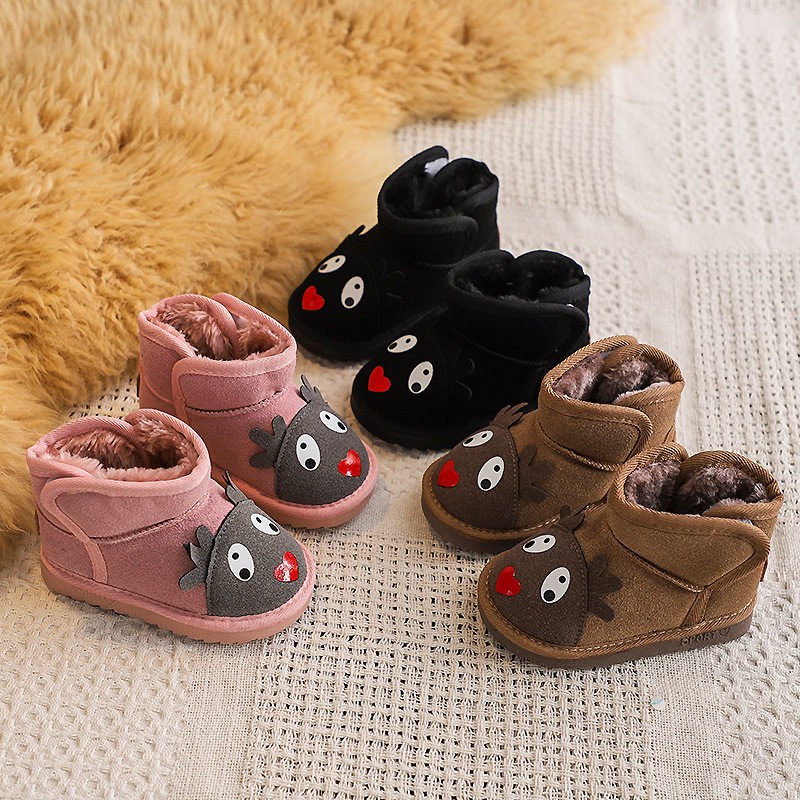 冬季加厚儿童雪地靴男童女童保暖鞋卡通童鞋软底短靴小童棉鞋特价