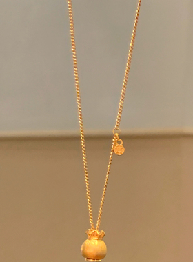 新中式国潮风丨拉丝丝绒福袋小元宝项链 R006