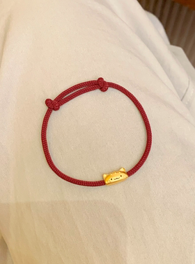 Paula时序 法棍猫红编绳小猫咪手链 S026