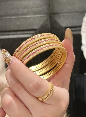 新中式国潮风丨三排造型点钻闪动蔷薇手镯  X022