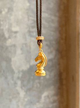 paula时序 新中式国潮风丨国际象棋马头吊坠骑士黑马棋子项链S058