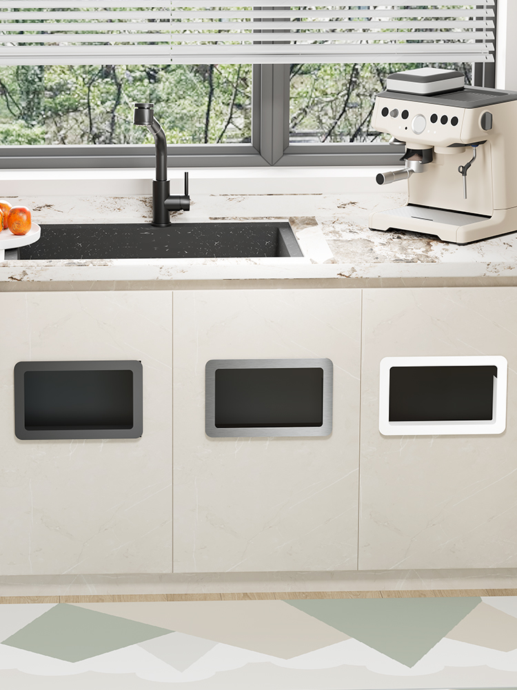 厨房橱柜门直投嵌入式不锈钢垃圾桶盖侧开口垃圾投口隐藏内推翻盖