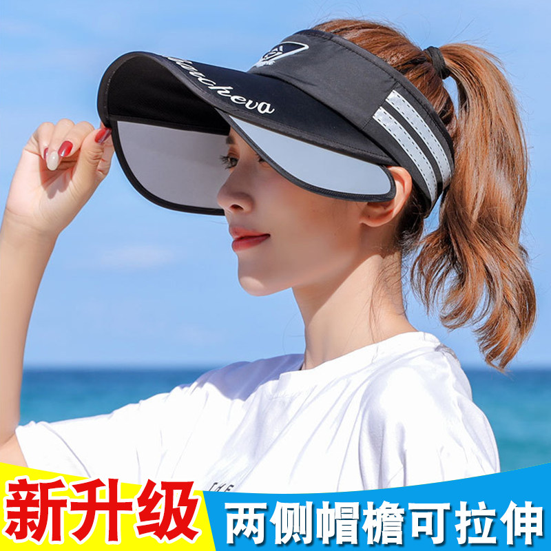 大檐抽拉空顶帽夏季防晒遮阳帽户帽子