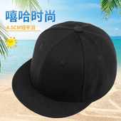 短檐平沿帽子男短舌硬顶鸭舌帽ins潮牌棒球帽反戴百搭嘻哈街舞帽