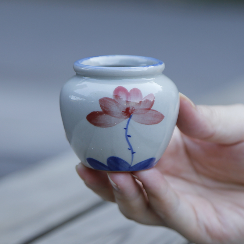 青花手绘陶瓷小罐子多肉花盆
