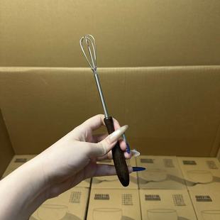 黑翅木柄不锈钢打蛋器日式 颜一好物 手动奶油打发器家用迷你打蛋