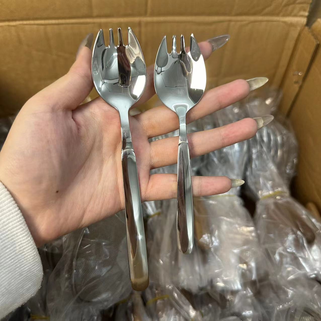 316不锈钢叉勺一体两用沙拉叉图片