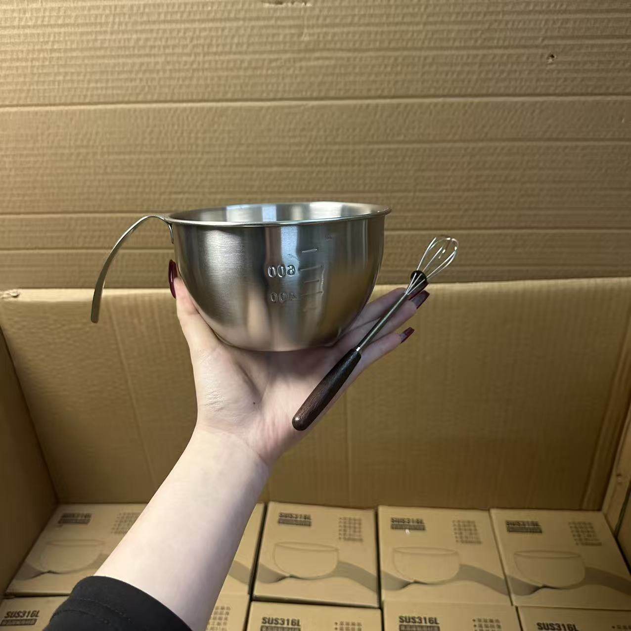 颜一好物 18-8不锈钢带刻度料理碗打蛋盆量杯带过滤网烘培把手碗,餐饮具,碗,淘宝优惠券,粉丝福利购,淘宝优惠卷