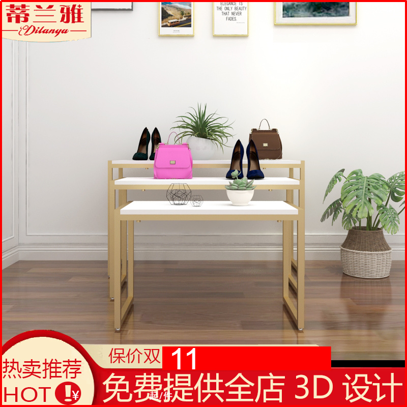 服装店展示架包架创意复古服装店鞋帽流水台橱窗设计摆设置物柜架