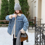 新款牛仔内胆90绒羽绒服2671-P295控438，女装羽绒服，拾菱