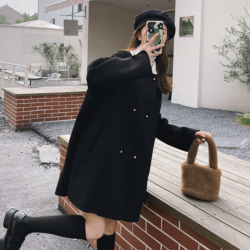 【新款】双面70%羊绒大衣撞色领163-9615-P290-控398,女装毛呢外套,拾菱