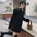 【新款】双面70%羊绒大衣撞色领163-9615-P290-控398，女装毛呢外套，拾菱