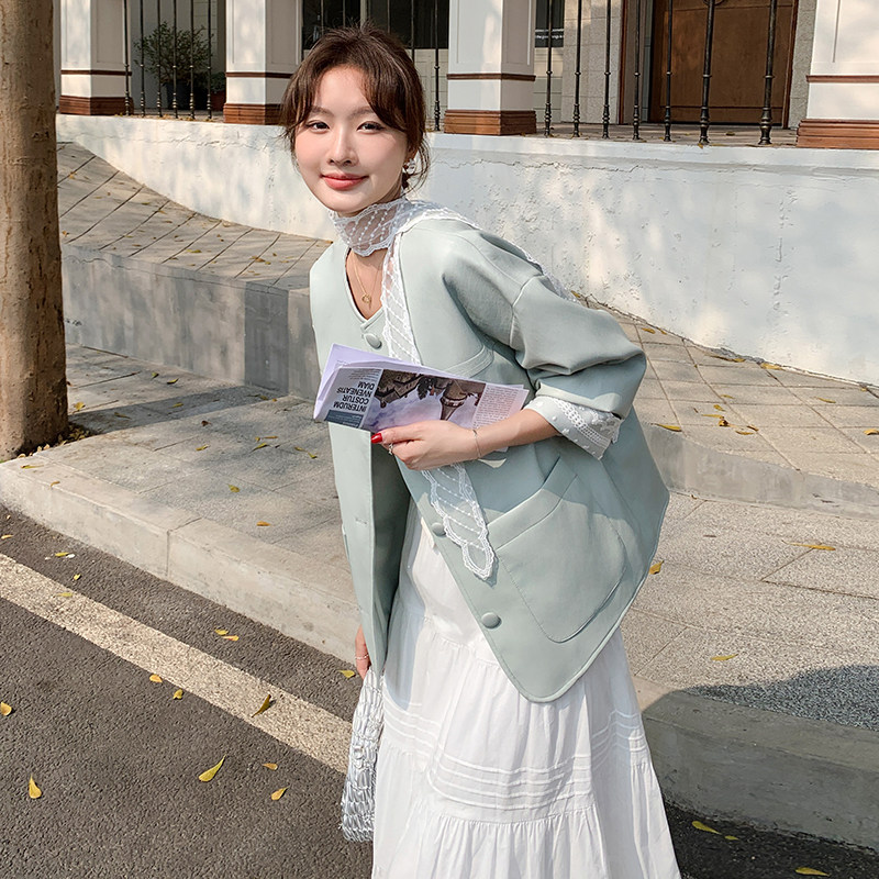 新款蕾丝拼接皮衣外套送飘带163-9166-P155控228,女装短外套,拾菱