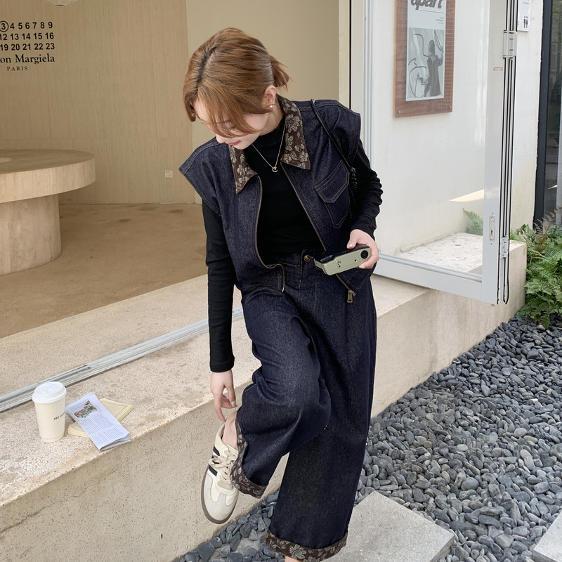 现货新款定做牛仔面料三件套套装163-2537-P195控278,女装套装/套裙,拾菱