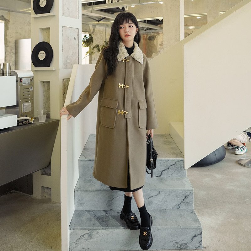 【22现货】飞机扣羊羔毛领毛呢外套163-9603-P185-控268,女装毛呢外套,拾菱
