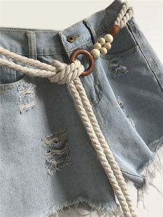 百搭编织腰带女装 皮带连衣裙汉服配饰 饰腰绳麻绳复古圆扣牛仔裤