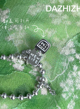 大只猪在家原创可爱千禧风s925银翻盖手机串珠beads搭配串珠DIY