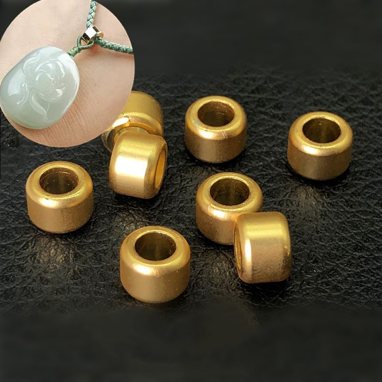 diy古法纯铜挂绳编织项链车轮珠